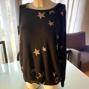 Buffalo David Bitton Star Printed Black Crew Neck Sweatshirt Size L Lightweight